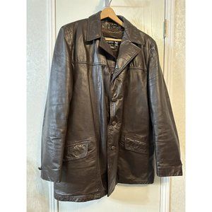 Cooper Genuine Leather Jacket Brown VTG Removable Faux Fur Lining Men's USA‎ 44L